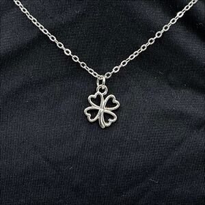Wish Four Clover 16 inch Charm Necklace Silver Plated